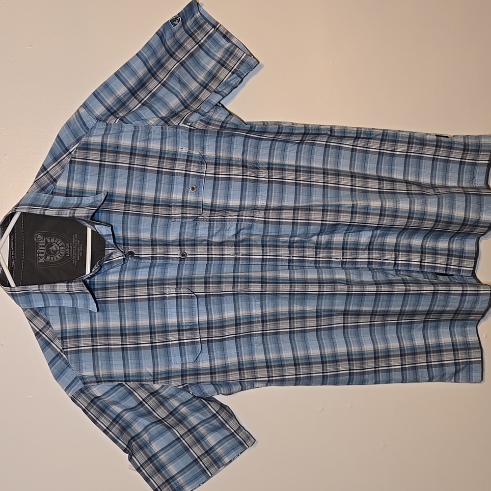 KUHL Men's Mountain Grown Eluxur Short Sleeve Button Up Plaid Shirt
